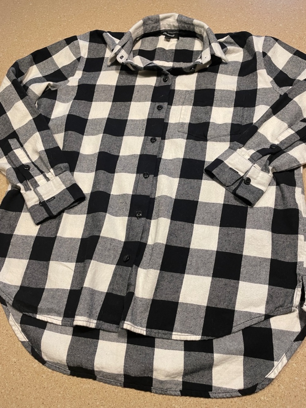 Madewell Black & White Buffalo Plaid Button-Up Shirt
